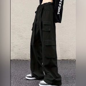 Unisex loose fit multi pocket casual pants l, Unisex tech wear cargo pants